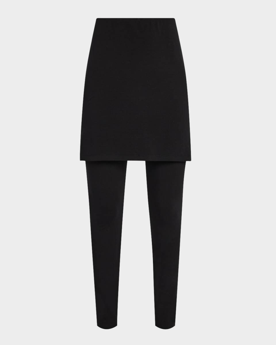 Cropped Stretch Jersey Skirted Leggings